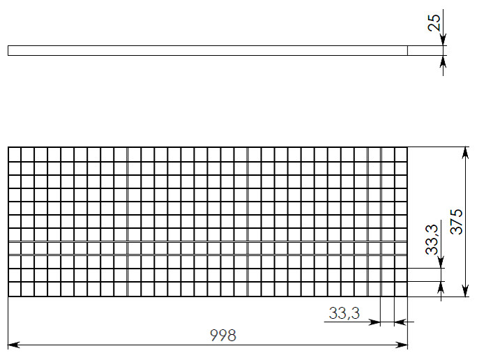 Схема решетки оцинкованной 1000х375х25