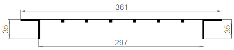 Схема решетки P 34х38 / 30х3 / 297х1000 мм Zn (Тип F 35х35х3)