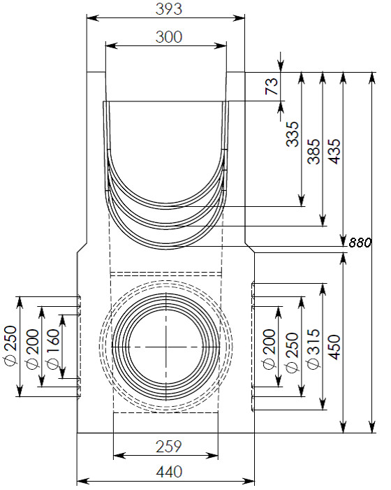 Чертеж: пескоулавливающий колодец DN300 H880