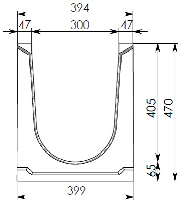 Чертеж лотка СО-300 H470 со стенкой 47 мм