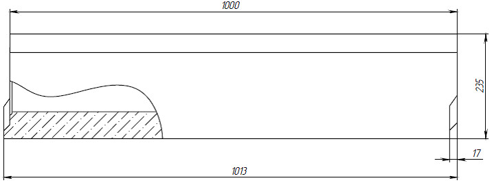 Чертежный вид лотка BetoMax DN200 H235 - спереди