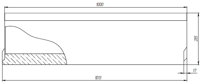 Чертежный вид лотка BetoMax DN200 H285 - спереди