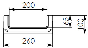Чертеж лотка бетонного DN200 H100 со стенкой 30 мм