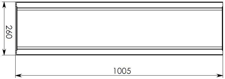 Чертеж бетонного лотка DN200 H100 со стенкой 30 мм, вид сверху