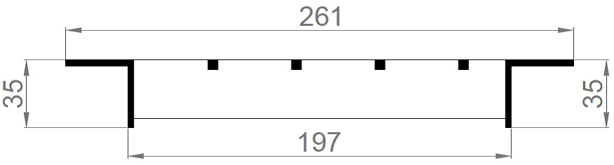 Схема решетки P 34х38 / 30х3 / 197х1000 мм Zn (Тип F 35х35х3)