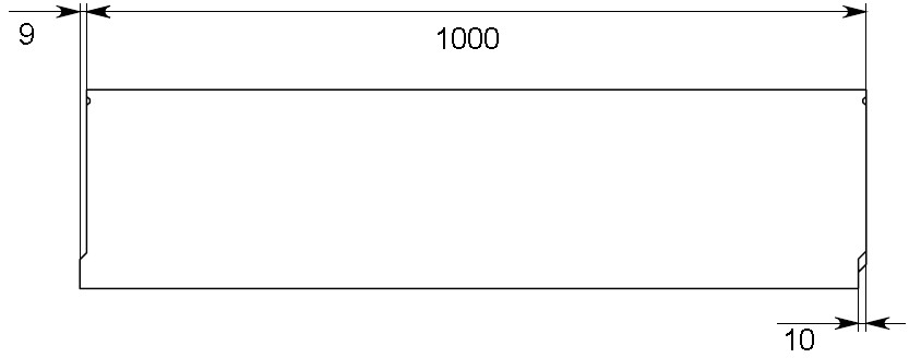 Чертеж лотка BGU СО-200 H255 № 0, вид спереди