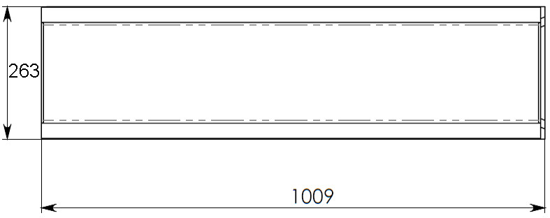 Чертеж бетонного лотка DN200 H255 со стенкой 30 мм, вид сверху