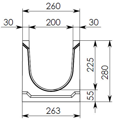 Чертеж лотка BGU СО-200 H280 № 5-0