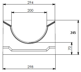 Чертеж лотка СО-200 H245 со стенкой 47 мм