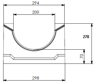 Чертеж лотка СО-200 H270 со стенкой 47 мм