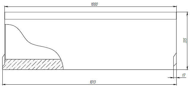 Чертежный вид лотка BetoMax DN200 H335 - спереди