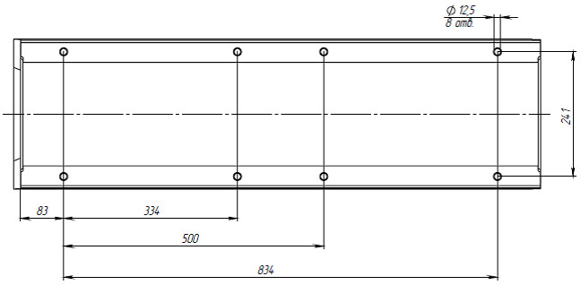 Схема бетонного лотка BetoMax DN200 H335, вид сверху