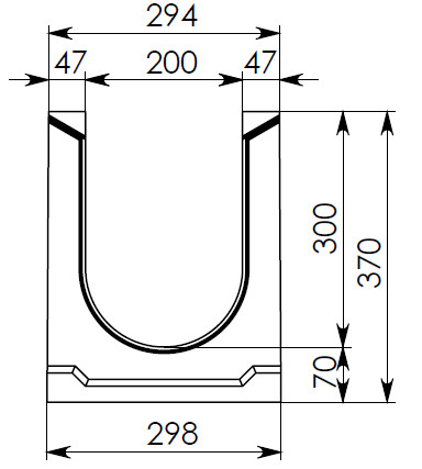 Чертеж бетонного лотка BGU СО-200 № 15-0