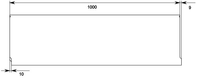 Чертеж лотка СО-200 H420 со стенкой 47 мм, вид спереди