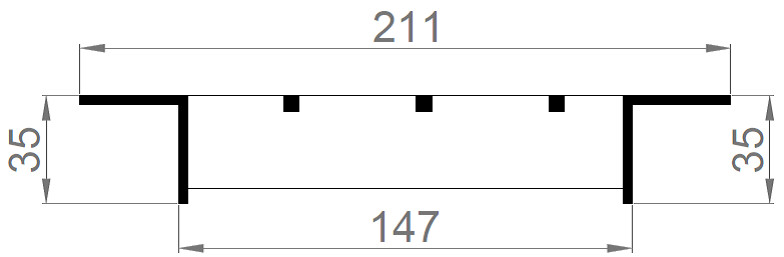 Схема решетки P 34х38 / 30х3 / 147х1000 мм Zn (Тип F 35х35х3)