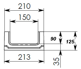 Чертеж лотка BGF DN200 H125