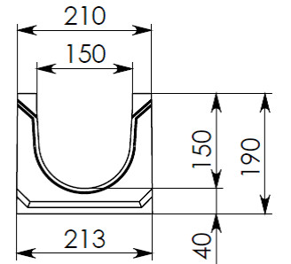 Чертеж лотка BGU DN150 H190 № 0