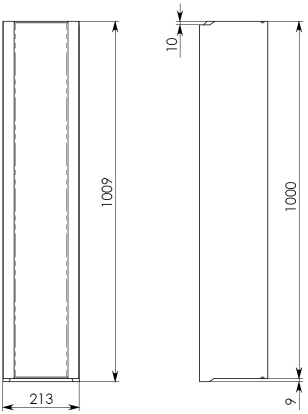 Чертеж лотка BGU DN150 H190 № 0, профильный вид