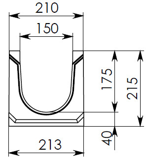 Чертеж лотка BGU DN150 H215 № 5-0