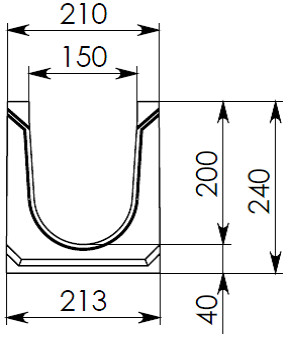 Чертеж лотка BGU DN150 H240 № 10-0