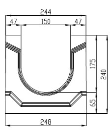 Чертеж бетонного лотка BGU СО-150 H240 № 0