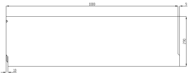 Чертеж лотка из бетона DN150 H290 со стенкой 47 мм, вид профильный