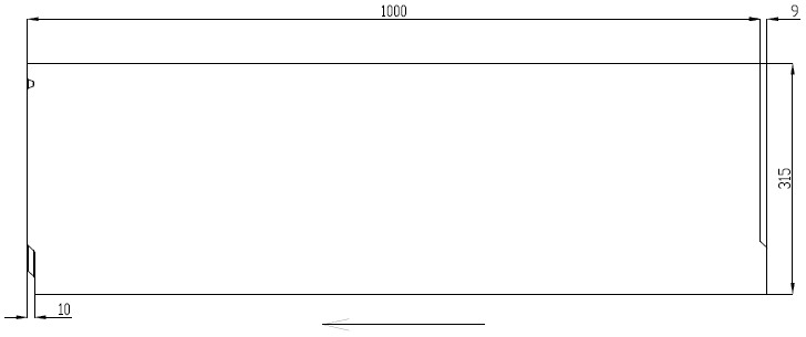 Чертеж лотка из бетона DN150 H315 со стенкой 47 мм, вид профильный