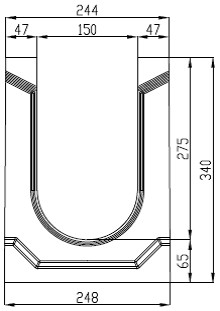 Чертеж бетонного лотка BGU СО-150 H340 № 20-0
