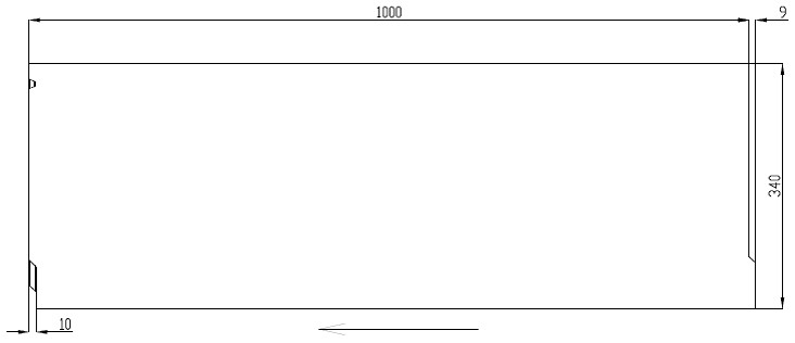 Чертеж лотка из бетона DN150 H340 со стенкой 47 мм, вид профильный