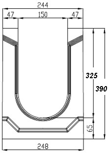 Чертеж бетонного лотка BGU СО-150 H390 № 30-0