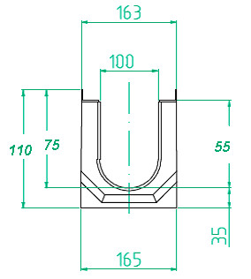 Чертеж лотка MAXI Light DN100 H110