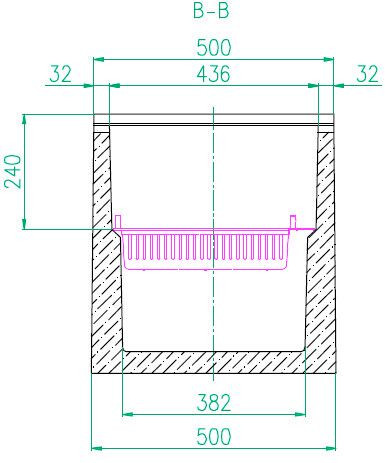 Чертеж пескоуловителя MAXI DN100 H540, вид спереди