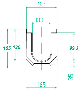 Чертеж лотка MAXI DN100 H155