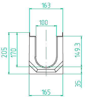 Чертеж лотка MAXI DN100 H205