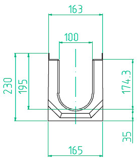 Чертеж лотка MAXI DN100 H230