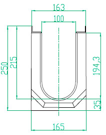 Чертеж лотка MAXI DN100 H250