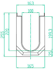 Чертеж лотка MAXI DN100 H255