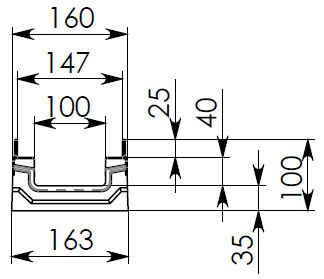 Чертеж лотка BGF-Z DN100 H100