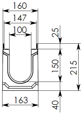 Чертеж лотка BGU-Z DN100 H215