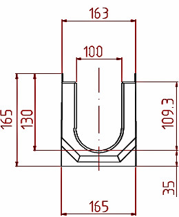 Чертеж бетонного лотка DN100 h165