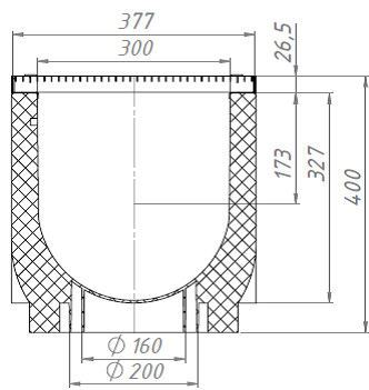 Чертежный вид Gidrolica Light DN300 H400