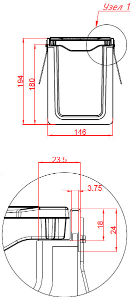 Узел лотка ЛВП DN100 H194 E600 комплект