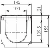 Чертеж: Комплект: Лоток водоотводный Super ЛВ -10.14,5.15,5 – пластиковый c решеткой чугунной кл. E (D)