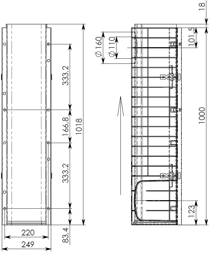 Чертеж лотка DN200 H253 E600