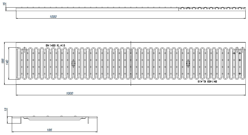 Чертеж стальной решетки для комплекта DN150 Чертеж стальной решетки DN150