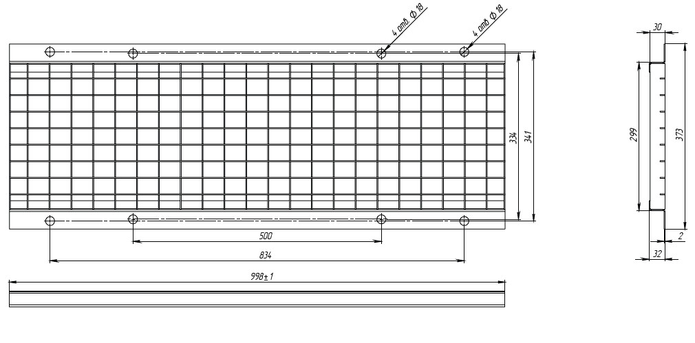 Схема решетки: Basic РВ-30.37.100 ячеистая стальная