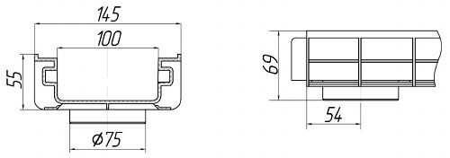 Чертеж лотка PolyMax Basic DN100 H55