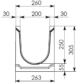 Бетонный коробчатый лоток СО 200мм, сенка 30мм