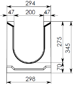 Бетонный коробчатый лоток СО 200мм, сенка 47мм