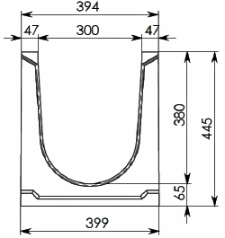Бетонный коробчатый лоток СО 300мм, сенка 47мм